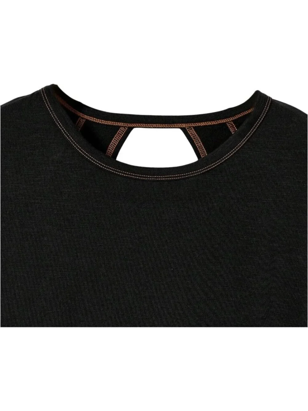 Women's Solid Black Open Back Tops Workout Backless Casual Athletic Shirts - Picture 4 of 4